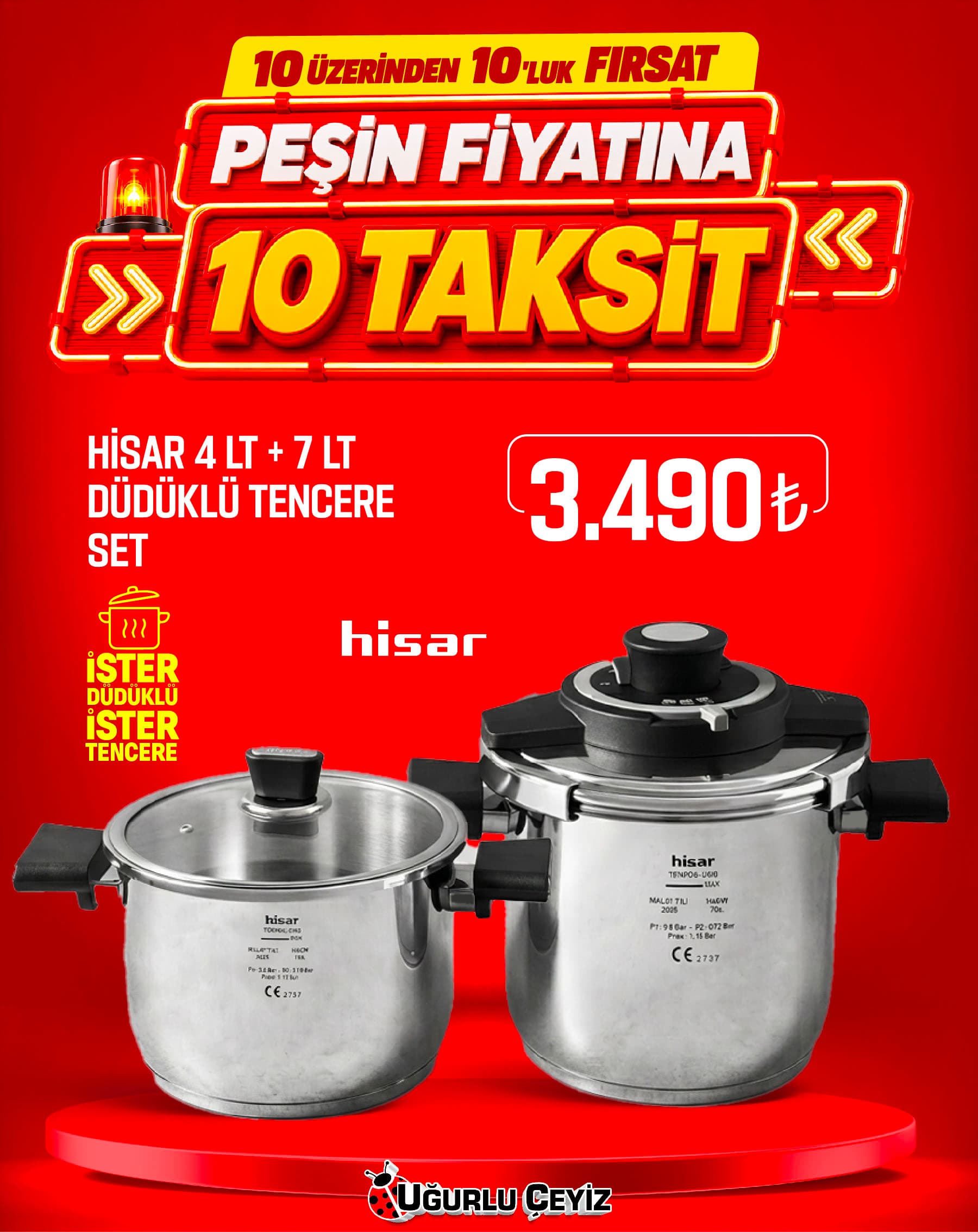 Hisar Düdüklü Set 4 Lt+7 Lt Tempus Siyah