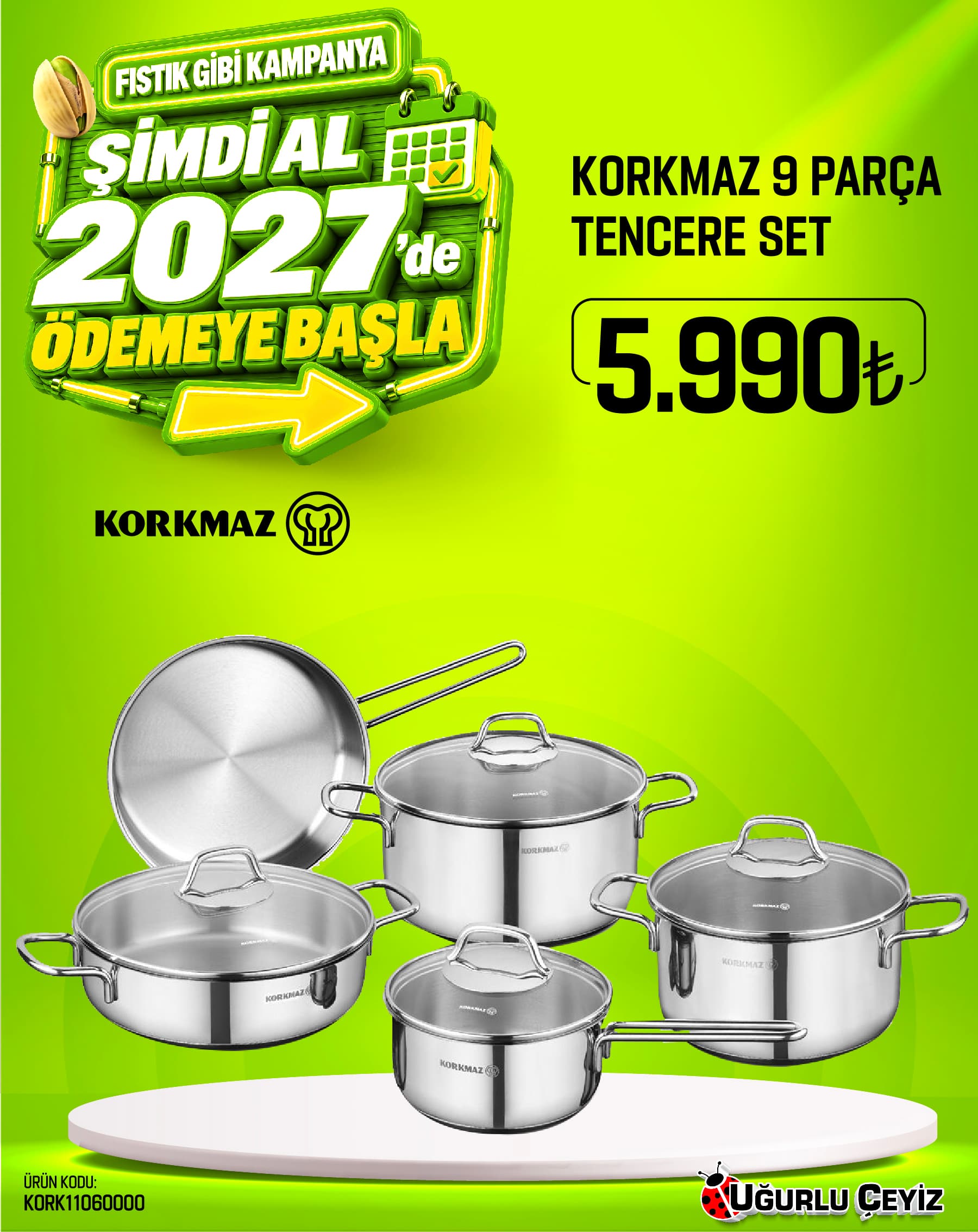 Korkmaz Tencere Seti 9 Parça Perla A1609