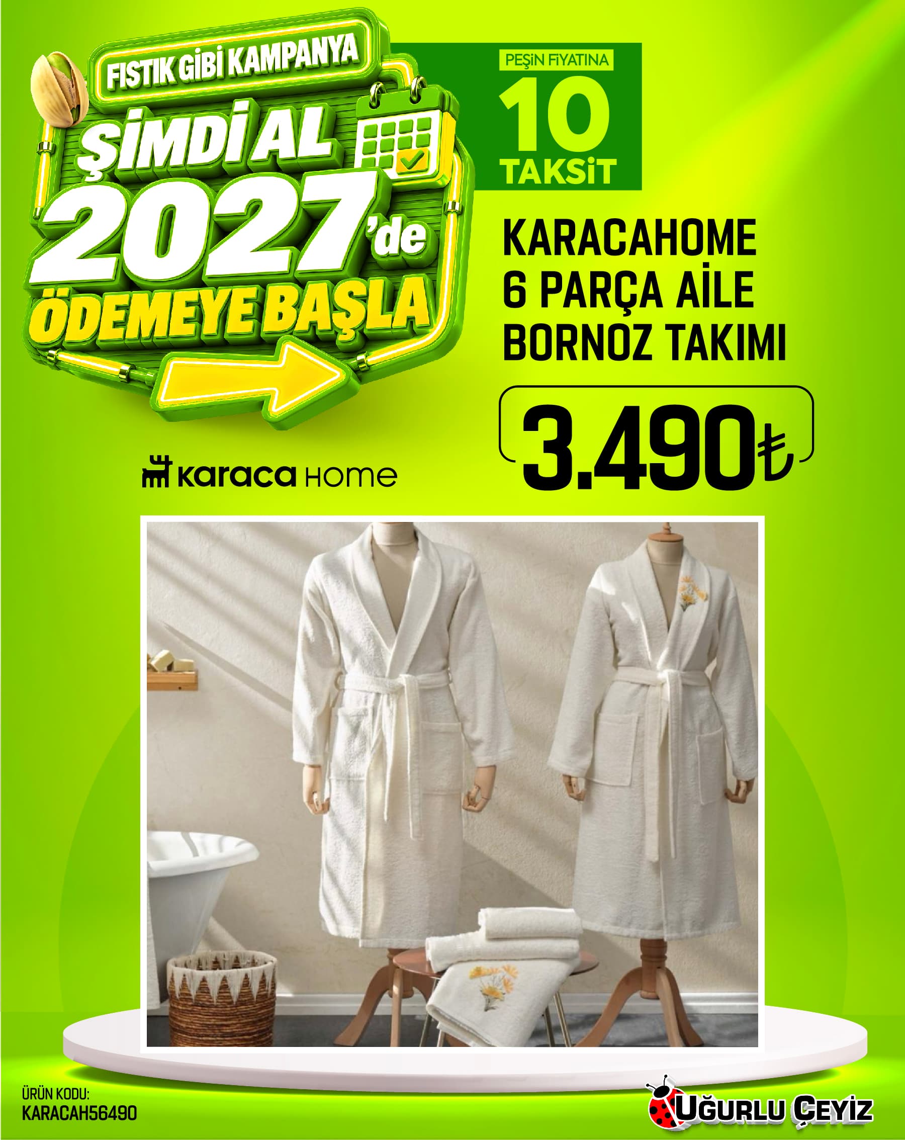 Karacahome Bornoz Set 6 Prc Krem Gri