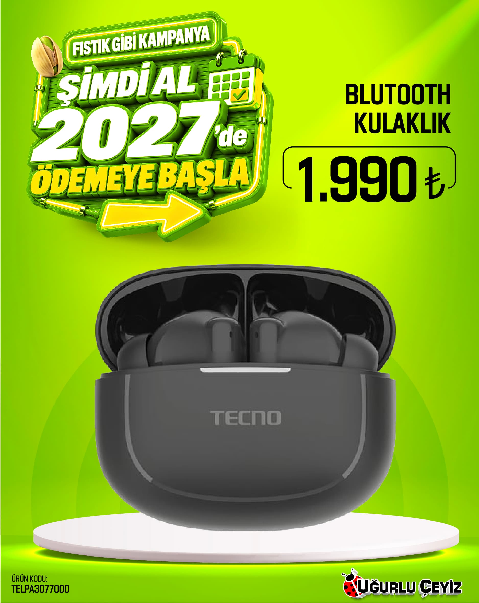Tecno Kulaklik True Wireless Earphones BD04 Air Black