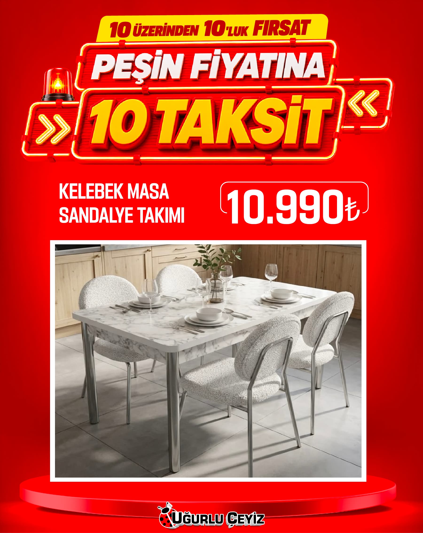 Ozer Masa Sandalye Takımı Naz Nikelaj Kelebek Masa