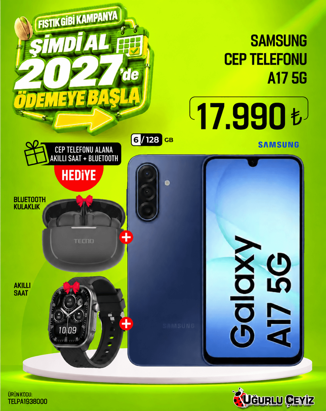 Samsung Galaxy A17 5G 128 GB Mavi Cep Telefonu