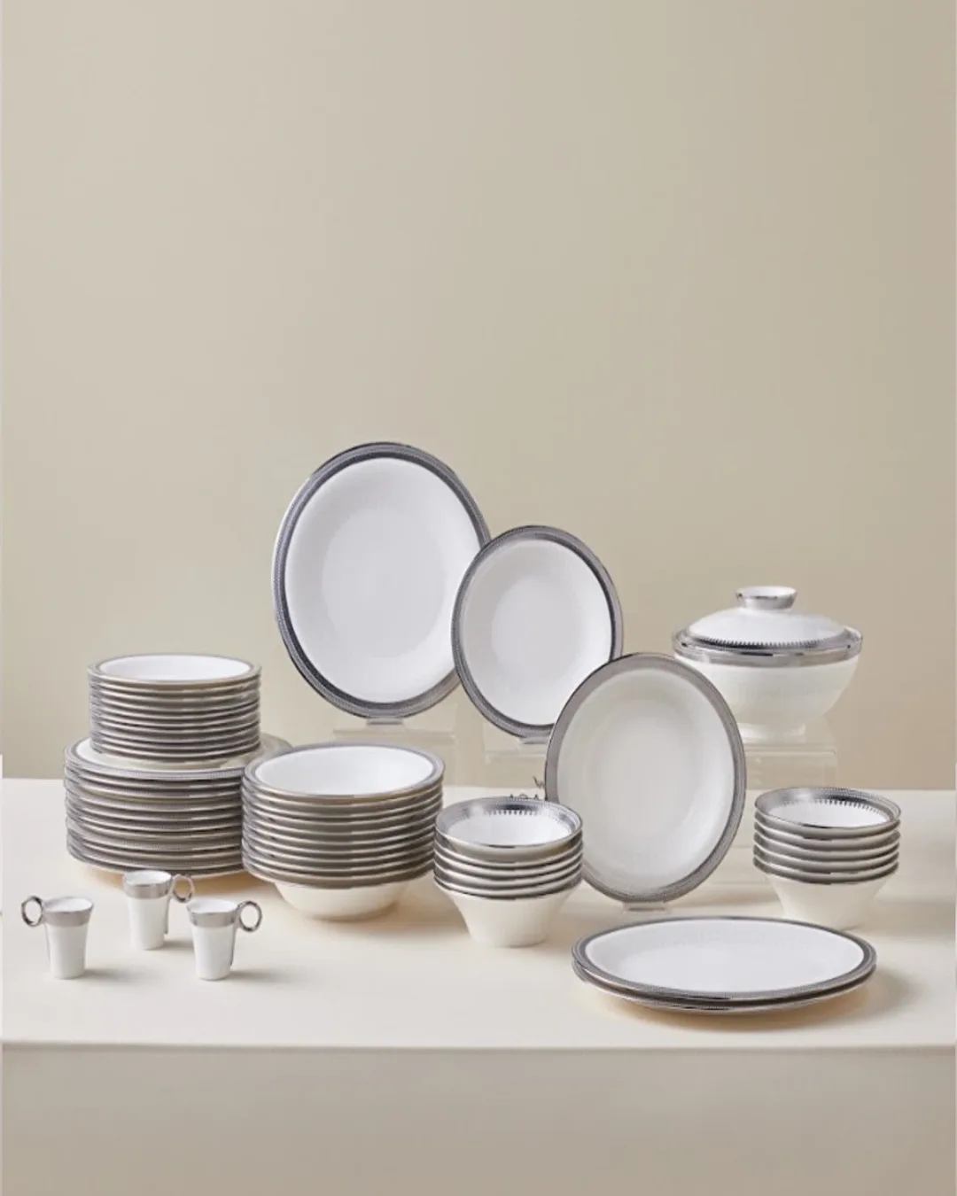 Karaca Yemek Takımı 55 Parça Royal Bone Kate Platin - 1. görsel