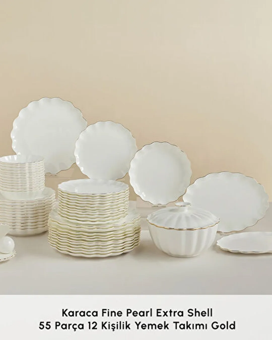 Karaca Yemek Takımı 55 Parça Fıne Pearl Extra Sheel Gold 8683650362029