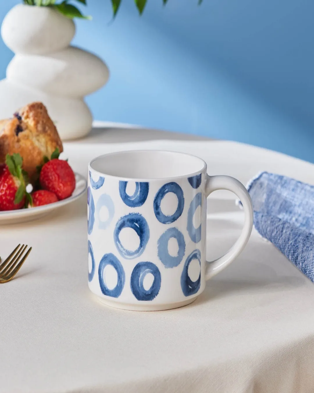 Karaca Mug Alize Desenli Mavi Beyaz
