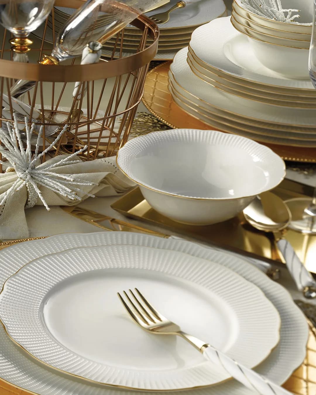 Kütahya Yemek Set 24 Parca Bone Ilay 23050