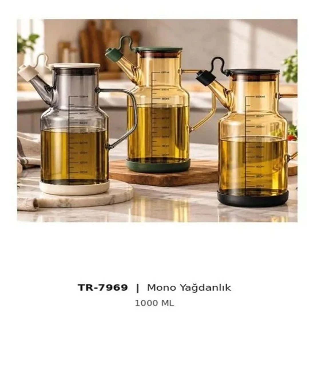 Dubai Yağlık Cam 1000 Ml Mono 3 Renk Tr 7969