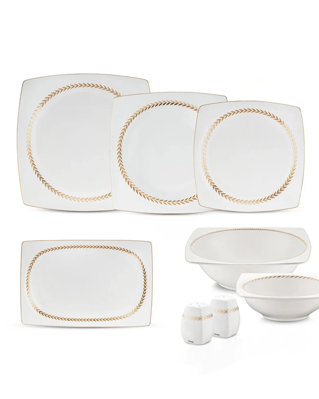 Emsan Yemek Takimi 53 Parça Porselen Fine Bone Basak Gold