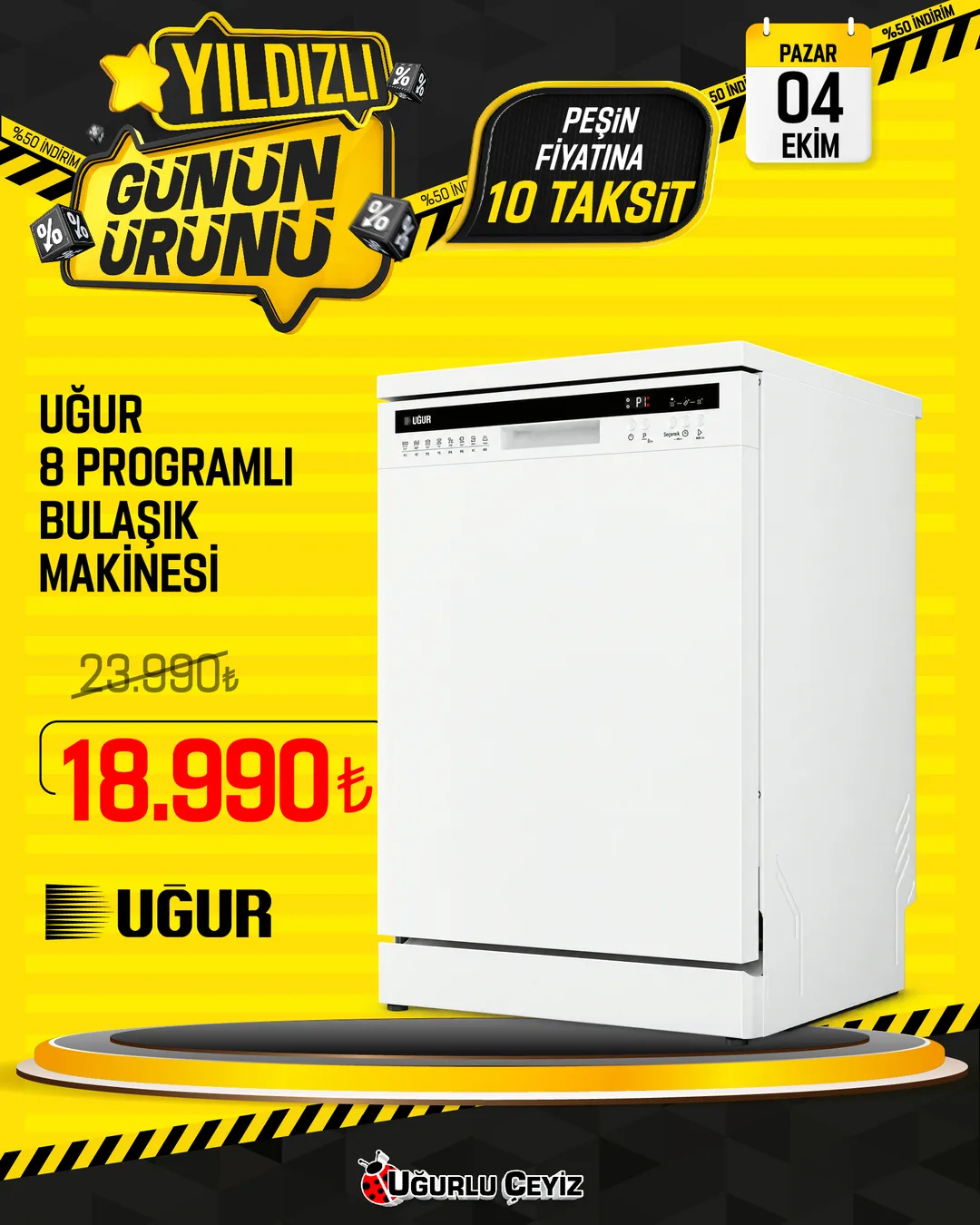 Uğur 9 Programlı Bulaşık Makinesi