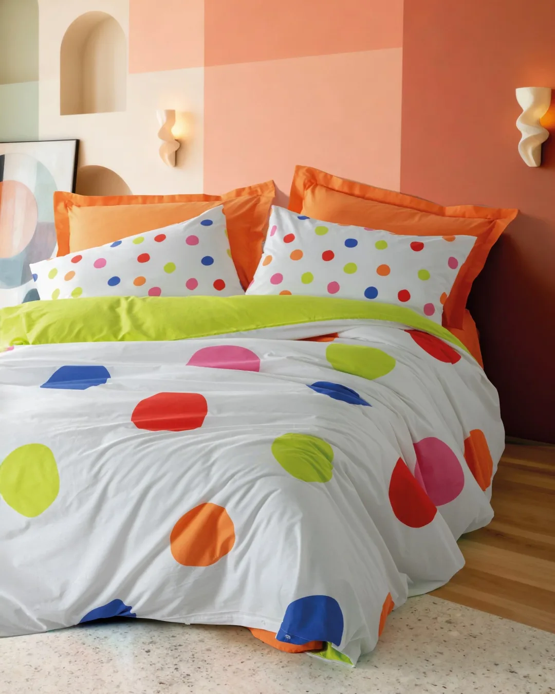 Cotton Box Nevresim Takımı Tek Kişilik Modeline Ranforce Dotsy Turuncu
