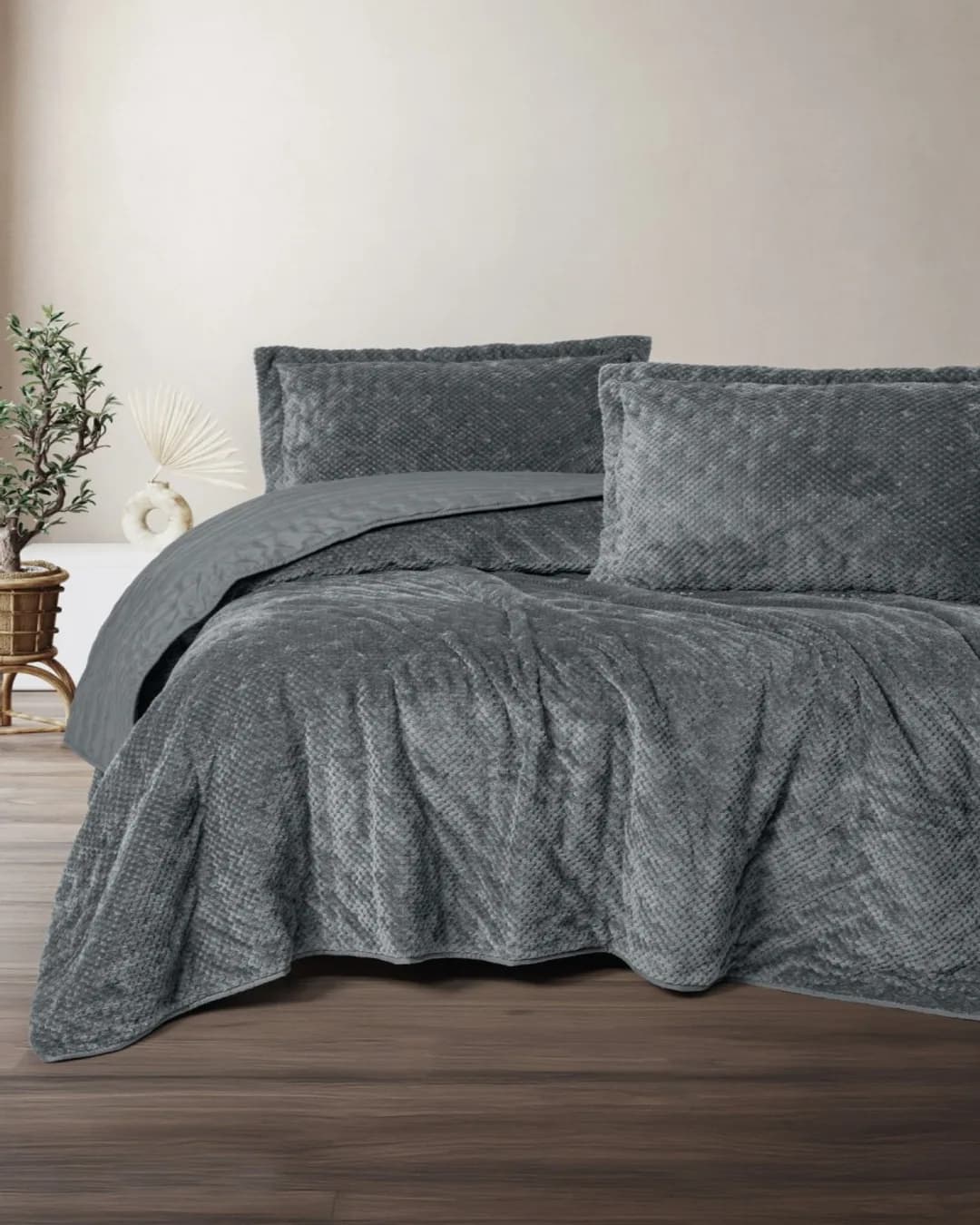 Cotton Box Yatak Örtüsü Tek Kişilik Softnest Morbida Gri