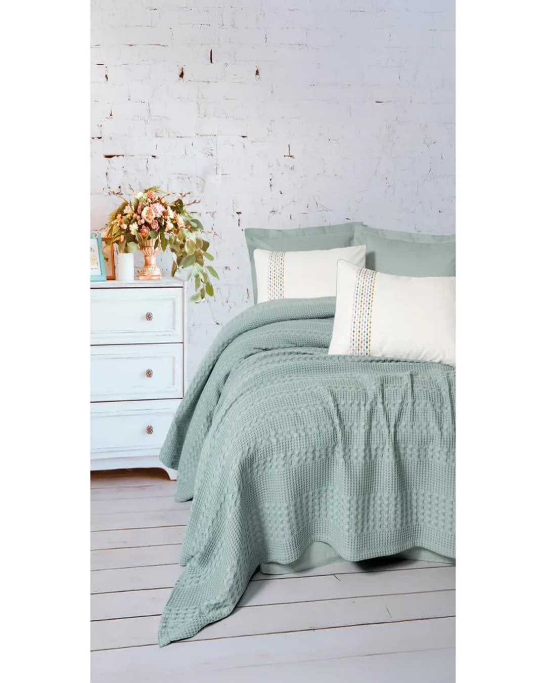 Cotton Box Pike Takımı Çift Kişilik Aura Pebble Mint