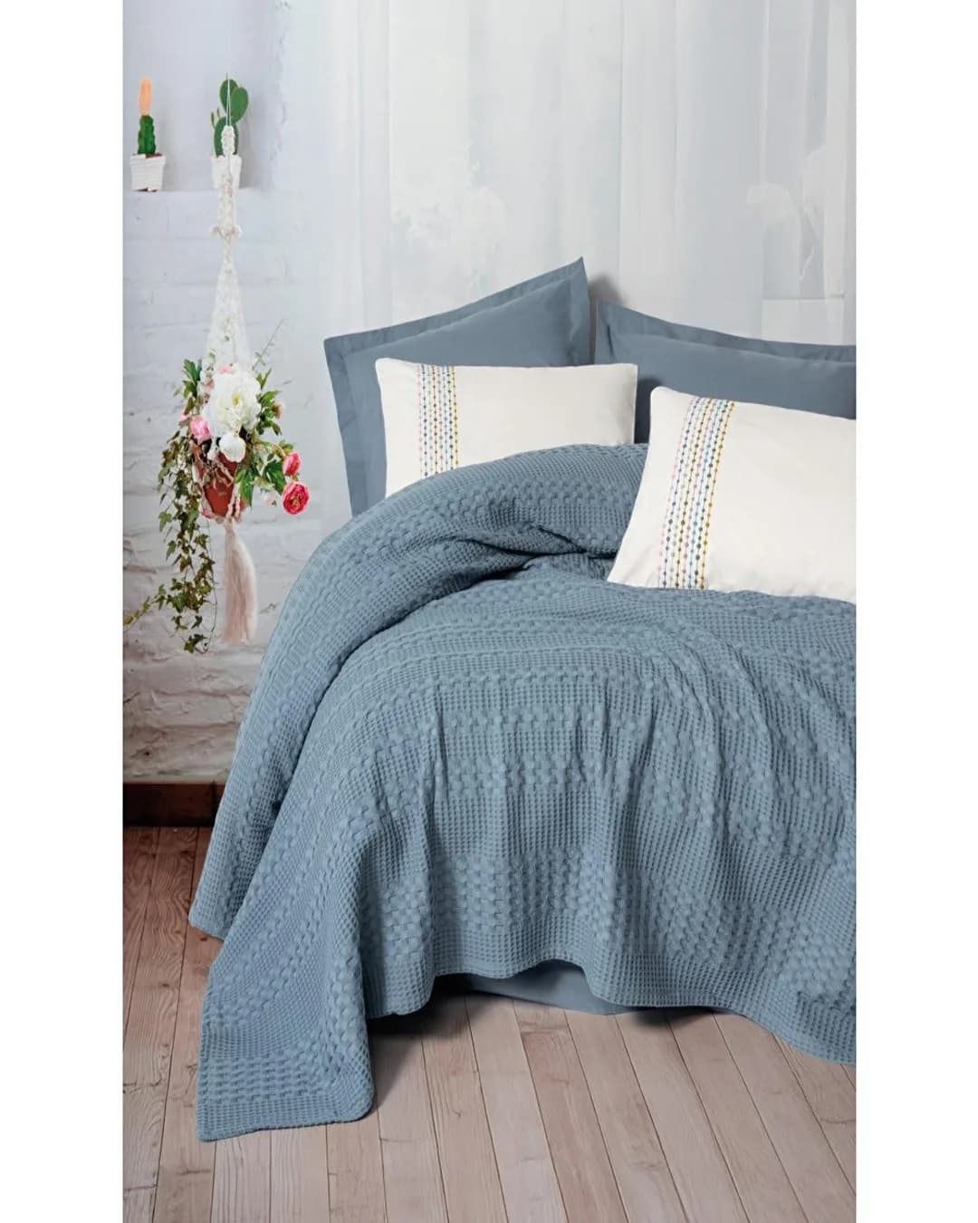 Cotton Box Pike Takımı Çift Kişilik Aura Pebble Indigo