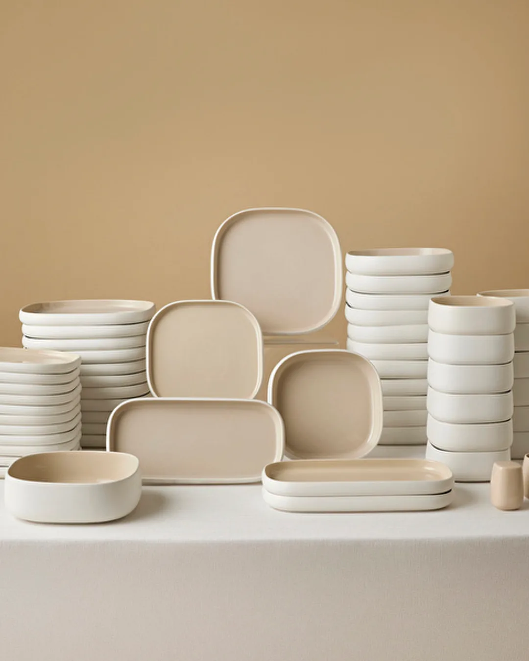 Karaca Yemek Takımı 55 Parça Earth Collectıon Kare Cupıd Bej 8683650415923 - 1. görsel