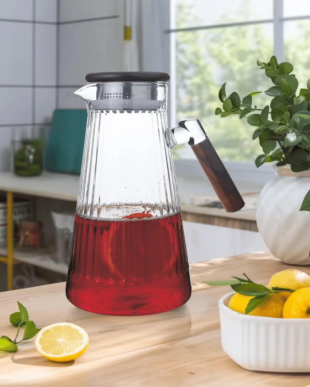 Sener Sürahi 1700 ML CAM Kapaklı Akasya Strıpe 401366