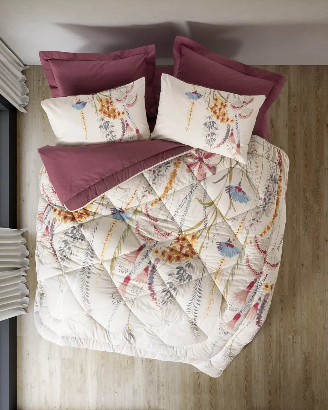 Cotton Box BOX Uyku Seti Çift Kişilik RNF Modelıne Flos Bordo